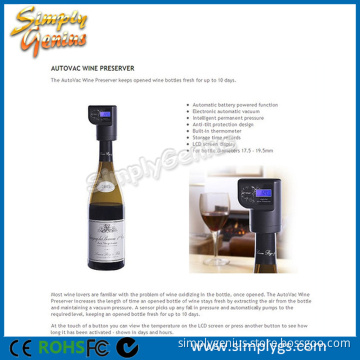 (Top) temperature display intelligent fresh wine bottle cork with auto vacuum function